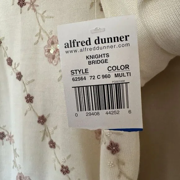 NWT Floral Embroidered Beaded Sweater Women XL Cottagecore Alfred Dunner Ivory - Picture 5 of 8